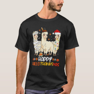 Frohes Hallothanksmas Süßes Lama Truthahn Thanksgi T-Shirt