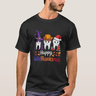 Frohes Hallothanksmas Süßes Zahnärztliches Hallowe T-Shirt