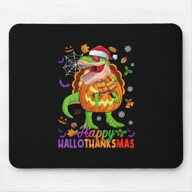 Frohes Hallothanksmas T Rex Halloween Erntedankfes Mousepad (Vorne)