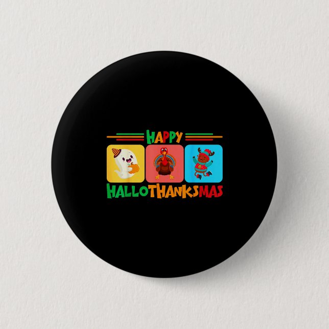Frohes Hallothanksmas Weihnachten Und Erntedankfes Button (Vorderseite)
