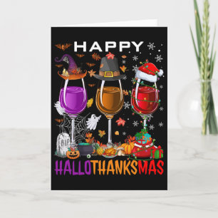 Frohes Hallothanksmas Wein Halloween Erntedankfest Karte