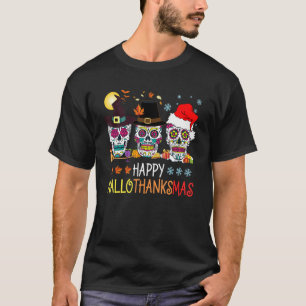 Frohes Hallothanksmas Zucker-Schädel-Halloween-Dan T-Shirt