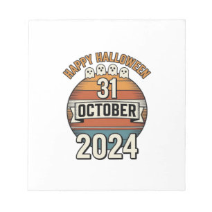 Frohes Halloween 31. Oktober Vintage-Geister-Desig Notizblock