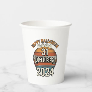 Frohes Halloween 31. Oktober Vintage-Geister-Desig Pappbecher