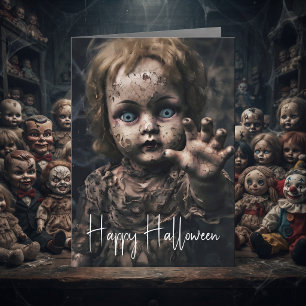 Frohes Halloween   Antike Puppe will spielen? Karte