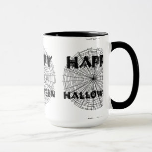 Frohes Halloween auf Spinngewebe-Text-Tasse Tasse