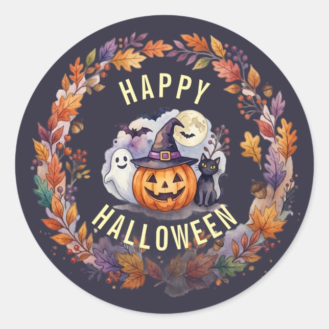 Frohes Halloween-Aufkleber Runder Aufkleber (Vorderseite)