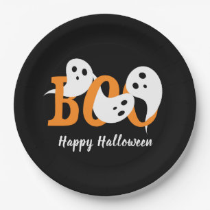 Frohes Halloween Buh Geister Schwarz Pappteller