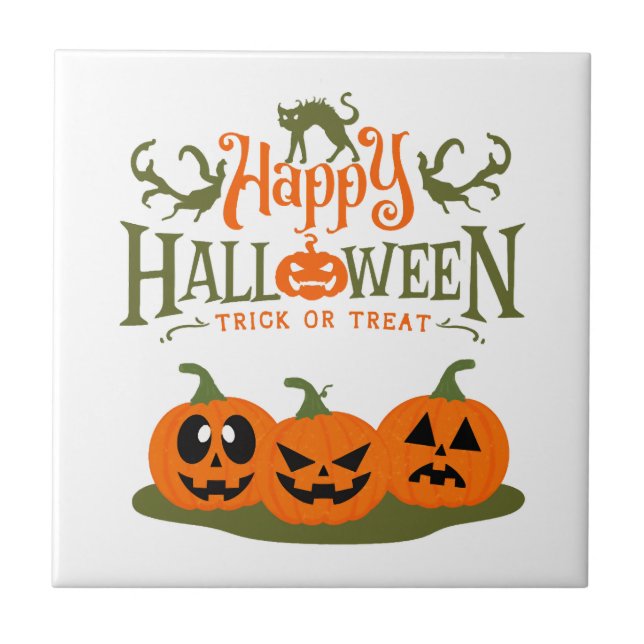 Frohes Halloween - Cooles Halloween Fliese (Vorderseite)