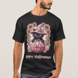 Frohes Halloween Coquette Schwarze Katze & Rosa Kü T-Shirt