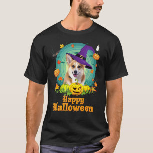 Frohes Halloween Corgi Hund Kürbis Hexe Geist Nied T-Shirt