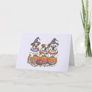 Frohes Halloween English Bulldoggen-Kürbis Feiertagskarte