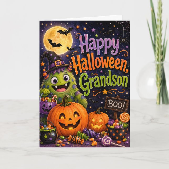 Frohes Halloween Enkel Karte (Vorderseite)