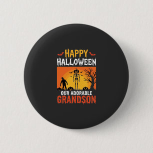 Frohes Halloween Enkel Skelett Kürbis Button
