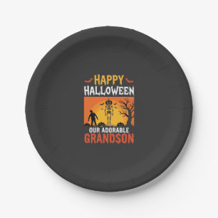 Frohes Halloween Enkel Skelett Kürbis Pappteller