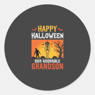 Frohes Halloween Enkel Skelett Kürbis Runder Aufkleber