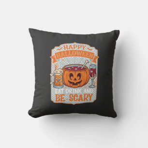Frohes Halloween Essen Trinken Sei Gruselig Kürbis Kissen