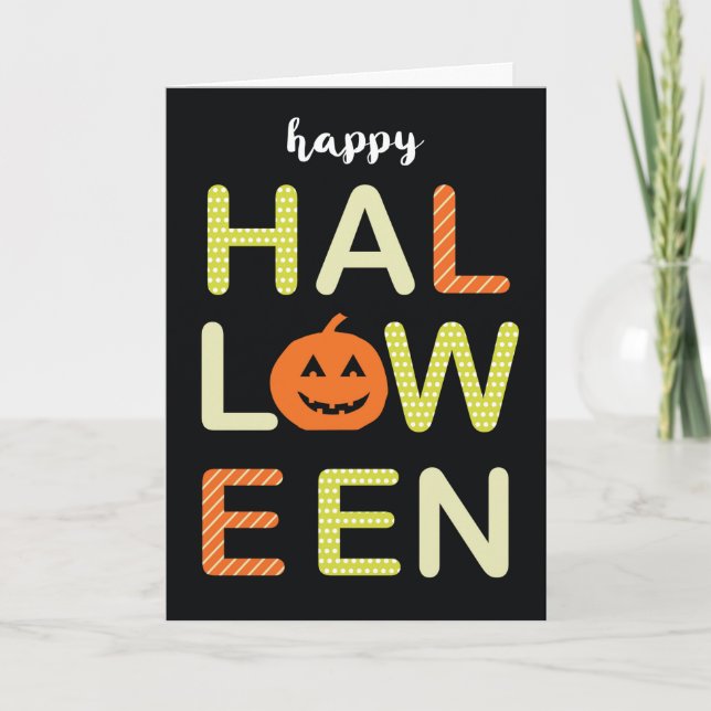 Frohes Halloween Fett farbenfrohe Buchstaben auf s Karte (Vorderseite)