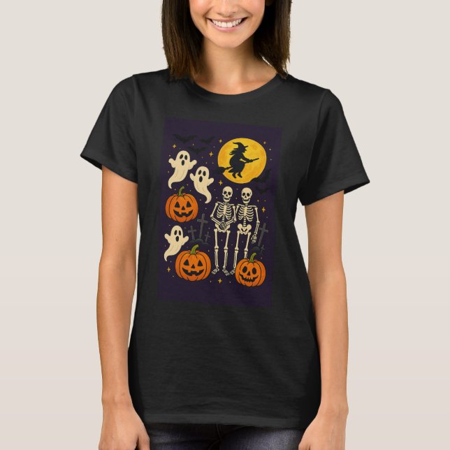 Frohes Halloween fliegende Hexe T-Shirt (Vorderseite)