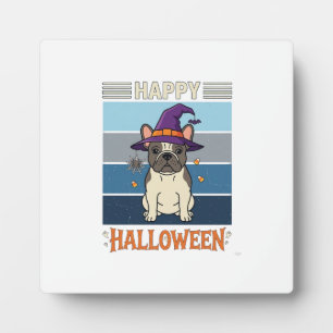 Frohes Halloween Französische Bulldogge Hexe Spinn Fotoplatte