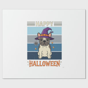 Frohes Halloween Französische Bulldogge Hexe Spinn Geschenkpapier
