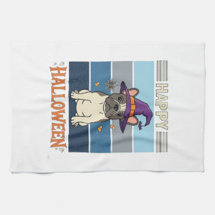 Frohes Halloween Französische Bulldogge Hexe Spinn Geschirrtuch