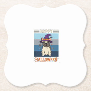 Frohes Halloween Französische Bulldogge Hexe Spinn Untersetzer