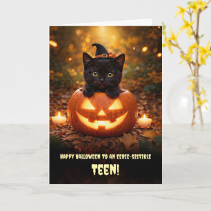 Frohes Halloween für eine süße Teenager-Katze Karte
