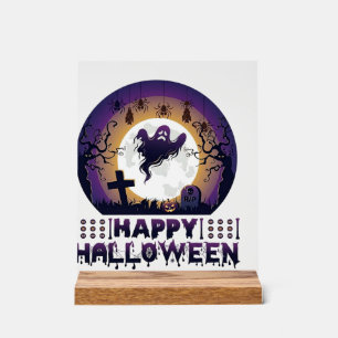 Frohes Halloween Geist Fledermäuse Spinnen_1 Acrylschild