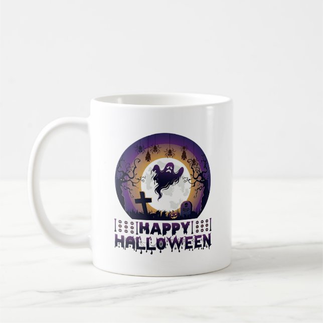 Frohes Halloween Geist Fledermäuse Spinnen_1 Kaffeetasse (Links)