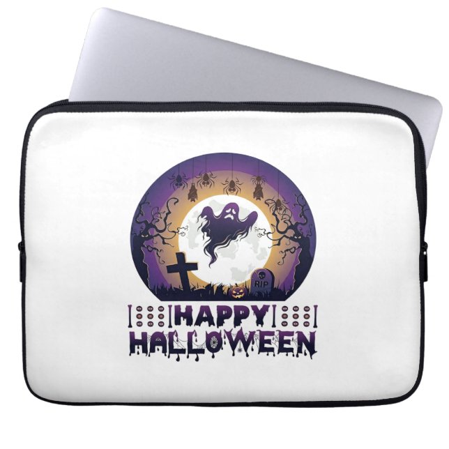 Frohes Halloween Geist Fledermäuse Spinnen_1 Laptopschutzhülle (Vorderseite)