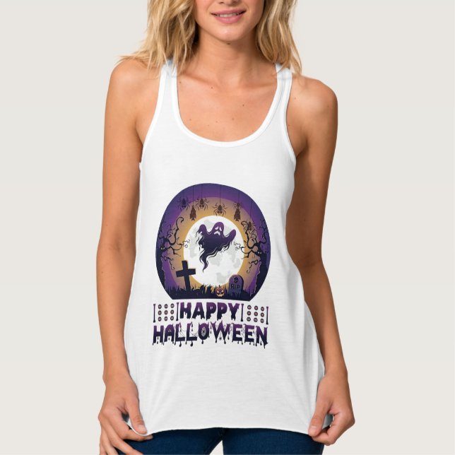 Frohes Halloween Geist Fledermäuse Spinnen_1 Tank Top (Vorderseite)