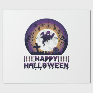 Frohes Halloween Geister Fledermäuse Spinnen_1 Geschenkpapier