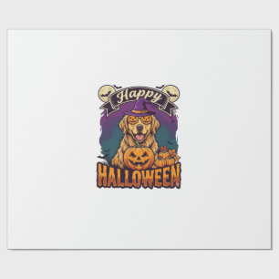 Frohes Halloween Golden Retriever Hexenhut Kürbis Geschenkpapier