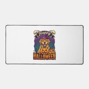 Frohes Halloween Golden Retriever Hexenhut Kürbis Schreibtischunterlage