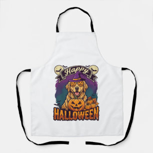 Frohes Halloween Golden Retriever Hexenhut Kürbis Schürze