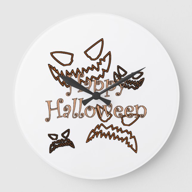 frohes Halloween Große Wanduhr (Vorderseite)
