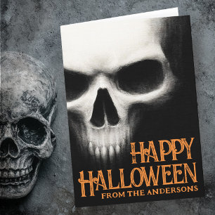 Frohes Halloween gruseliger Geist Totenkopf schwar Feiertagskarte