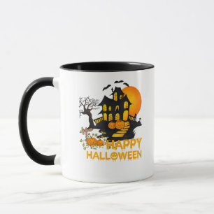 Frohes Halloween Gruseliger Kürbis Spukhaus Männer Tasse