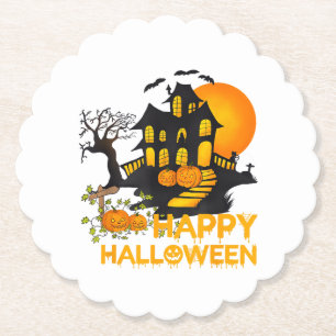 Frohes Halloween Gruseliger Kürbis Spukhaus Männer Untersetzer
