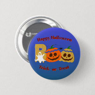 Frohes Halloween Gruseliger Kürbis Süßigkeiten ode Button