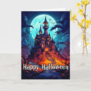 Frohes Halloween Gruseliges Spukschloss Karte