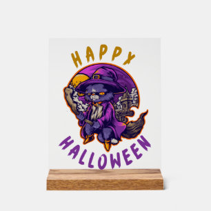 Frohes Halloween Halloween Hexe Katze Acrylschild