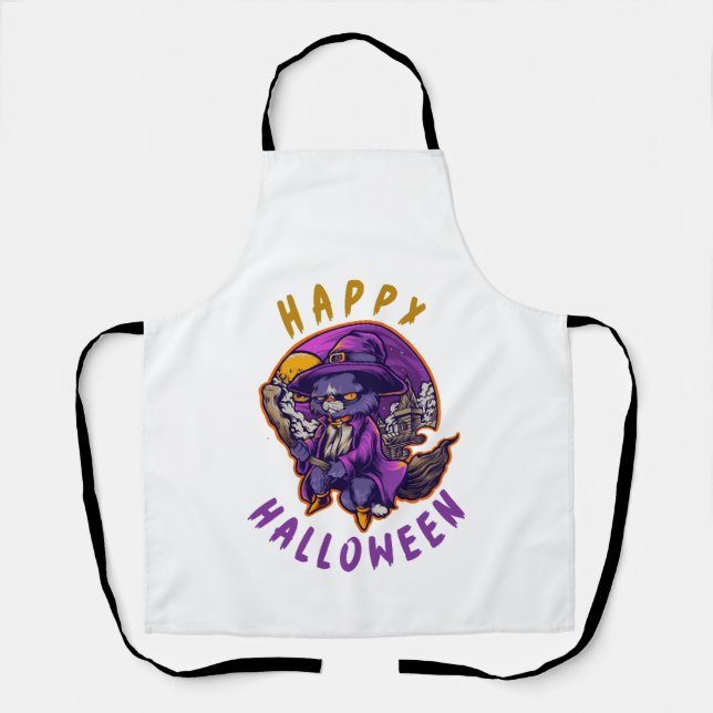 Frohes Halloween Halloween Hexe Katze Schürze (Vorderseite)