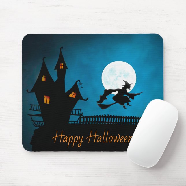 Frohes Halloween Hexe Mauspad (Mit Mouse)