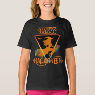 Frohes Halloween Hexe schwarze Orangen T-Shirt