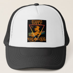 Frohes Halloween Hexe schwarze Orangen Truckerkappe