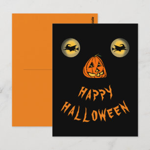 Frohes Halloween Hexenaugen und Kürbisnase Postkarte