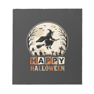Frohes Halloween Hexenmond Friedhofsdesign_1 Notizblock