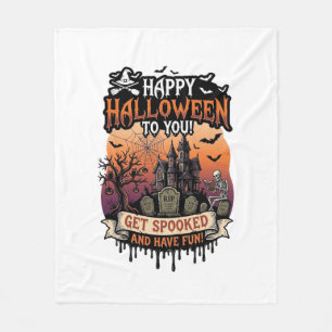 Frohes Halloween Ihr Skelett im Spukhaus Fledermäu Fleecedecke